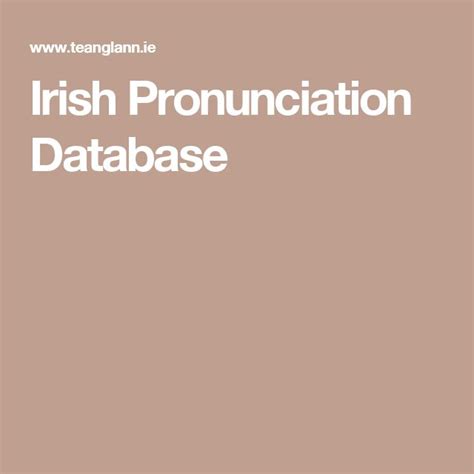 Irish Pronunciation Database: Tralee.
